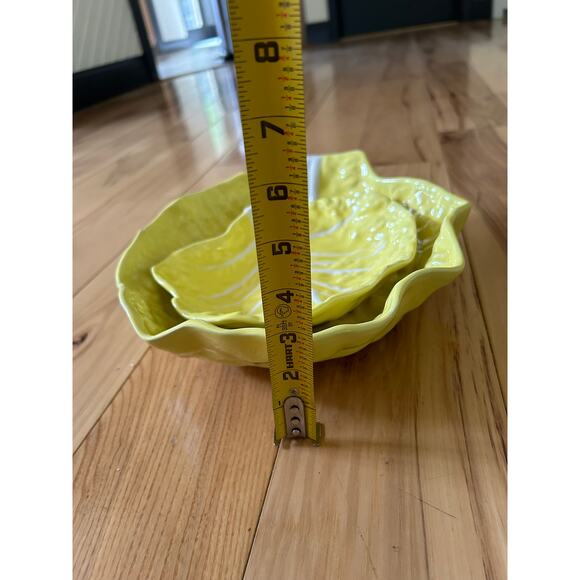 Vintage Secla Portugal Majolica Yellow Cabbage Bowls (2) 1950's - Picture 4 of 7